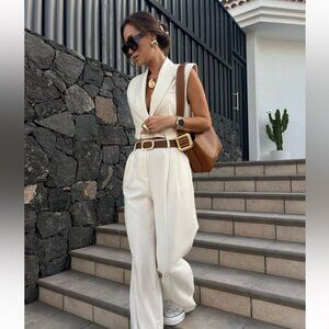 ZARA WIDE LEG PANTS WITH DARTS